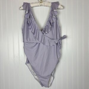 Kindred Bravely Womens 1 Piece Maternity Nursing Swimsuit Sz M Busty Wrap Ruffle